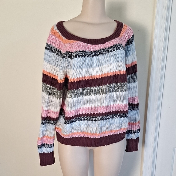 Abercrombie & Fitch Women's Striped Sweater - Pink, Orange, Blue Size XL - Picture 1 of 7